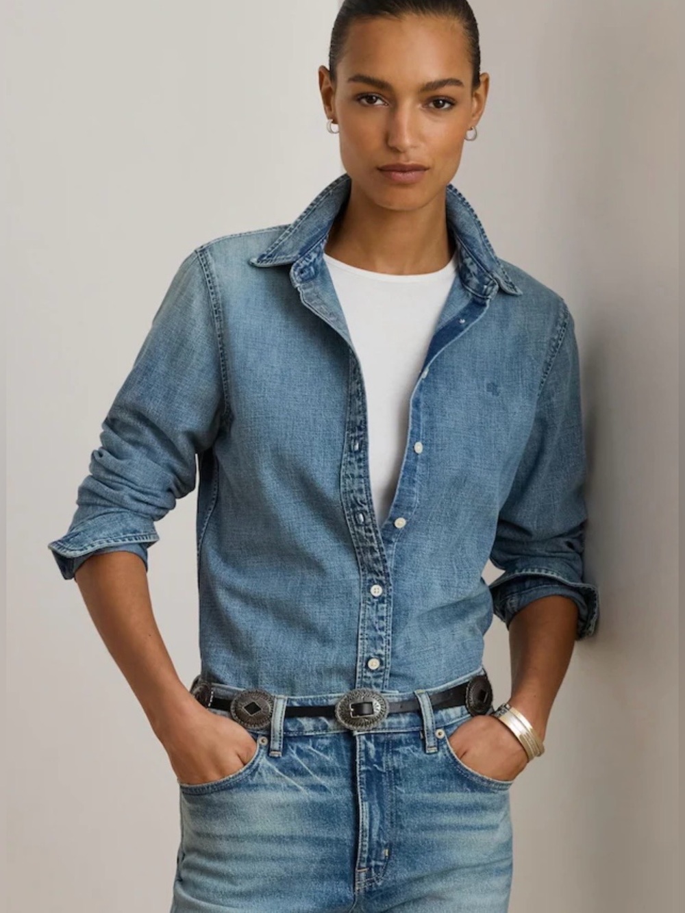 Lauren Ralph Lauren Blue Jamelko Denim Shirt